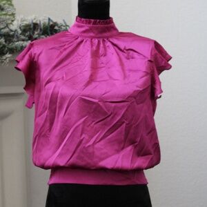 Calligraphie Pink Blouse Used Once Padded Shoulder (Workwear/Casual/Formal)